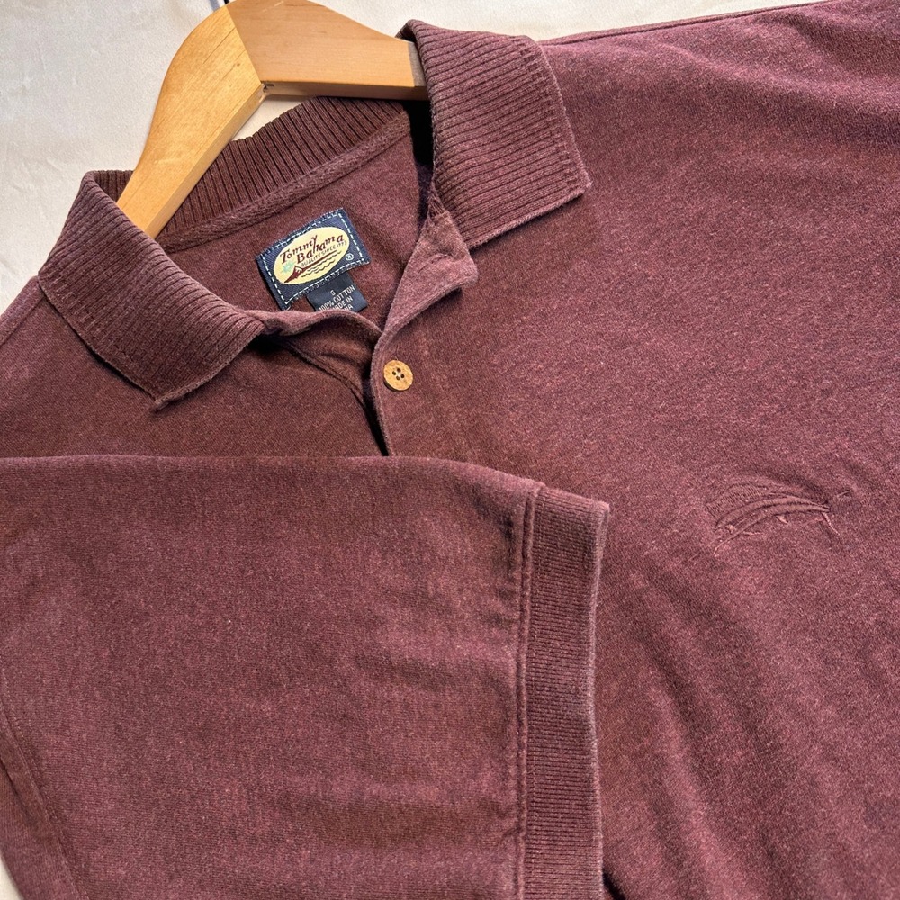 Tommy Bahama Burgundy Heather Cotton Embroidered Marlin Polo Shirt S